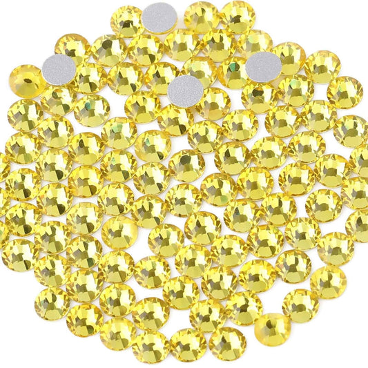 beadsland 1440 Piece Flat Back Crystal Rhinestones Round Gems,1.3mm-6.5mm,Lemon Yellow(SS10(2.7-2.8mm))