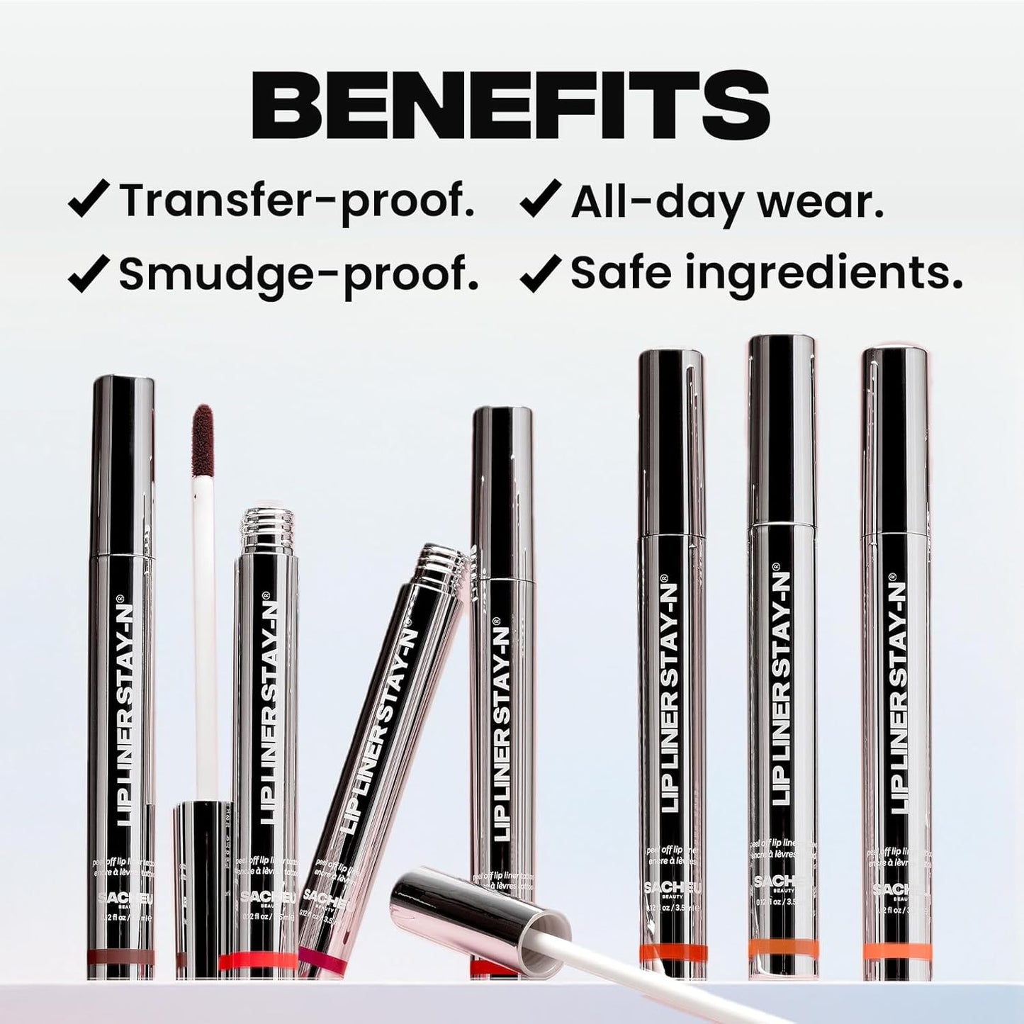 Sacheu Lip Liner STAY-N Peel Off Lip Stain — Long Lasting Matte Lip Tattoo Transfer Proof Lipstain Infused with Hyaluronic Acid & Vitamin E for All Skin Types — Vegan & Cruelty-Free, Deep Bundle