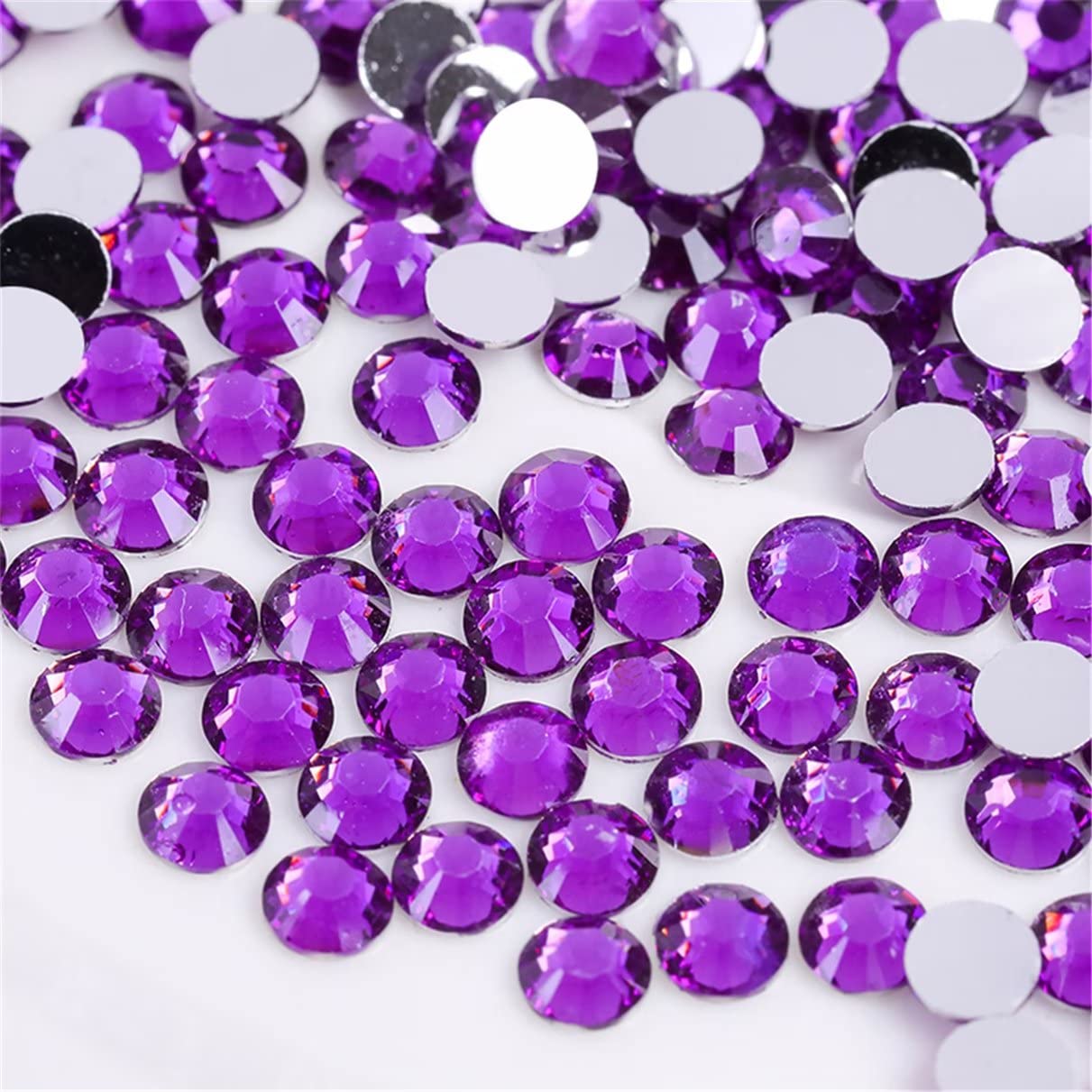 3000 Pieces SS6 2mm Flatback Rhinestones Clear Glass Round Gems Crystals for Nail Art DIY Crafts Clothes Shoes Bags （Purple）
