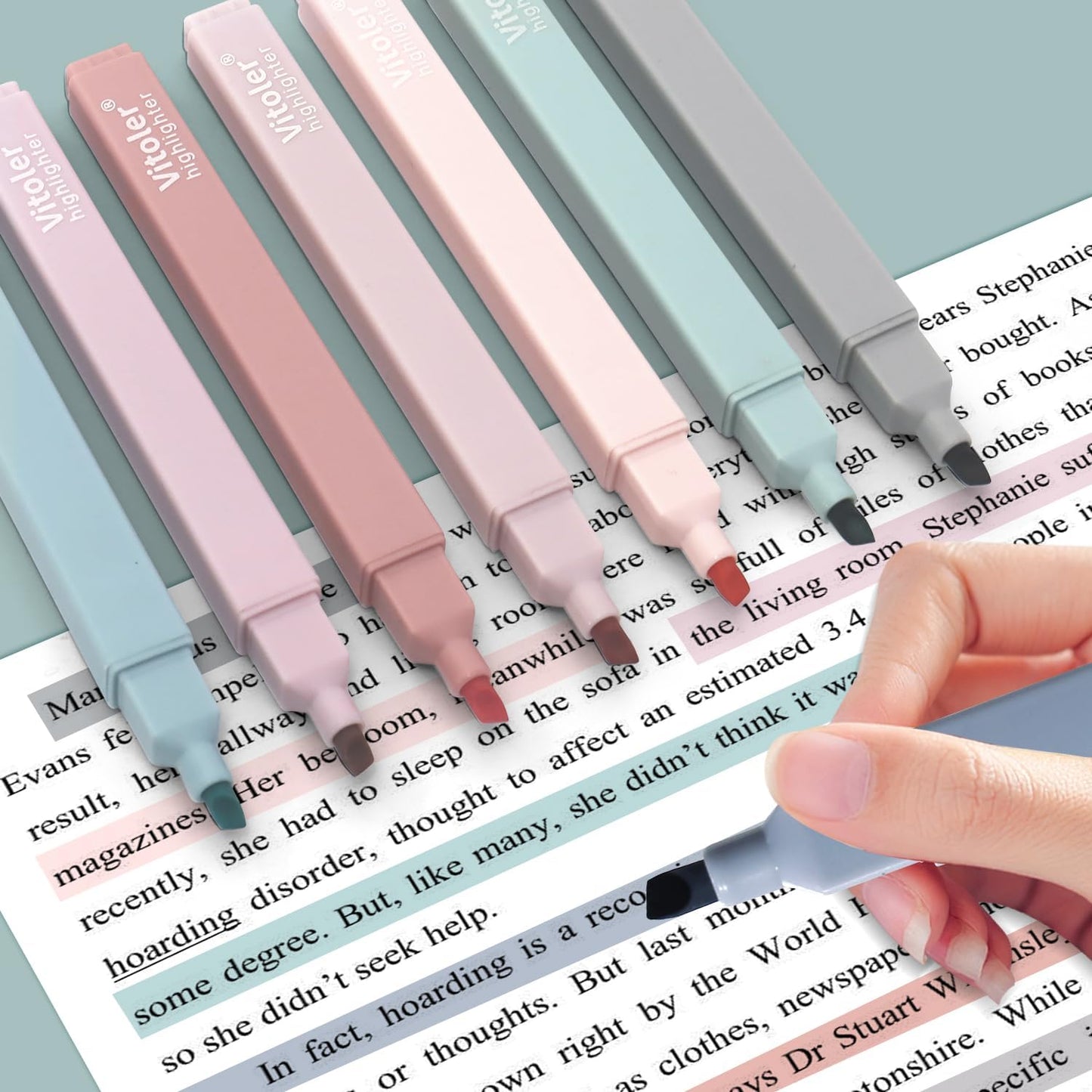 Vitoler Pastel Highlighters,8pcs Cute Highlighters with Chisel Tip,No Bleed Bible Highlighter,Multicolor High lighters for School Supplies