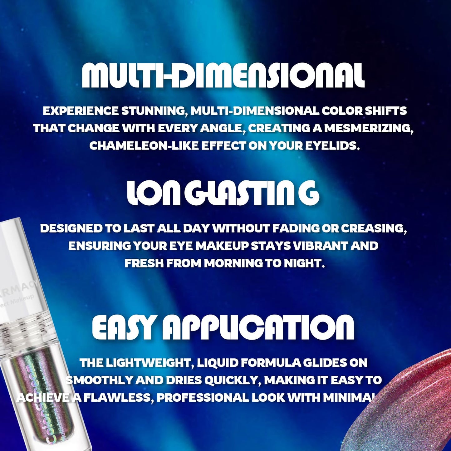 CHARMACY Liquid Duochrome Eyeshadow, Multi-Dimensional Eye Looks, Long Lasting Glitter Eye Shadow Sets Metallic Pigments, Quick Drying, Sparkling Shiny Eye Makeup for Beginners, 1.6g (#22)