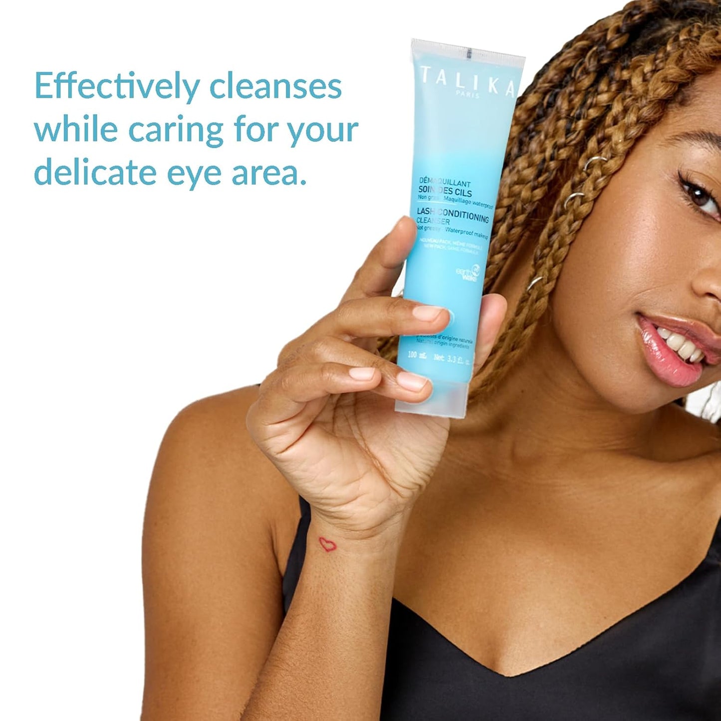 Talika Lash Conditioning Cleanser - Eye Makeup Remover, Leave-in Make Up Remover for Sensitive Eyes and Fragile Eye Lashes - Oil Free Gel - For Waterproof Makeup - 3.3 fl oz