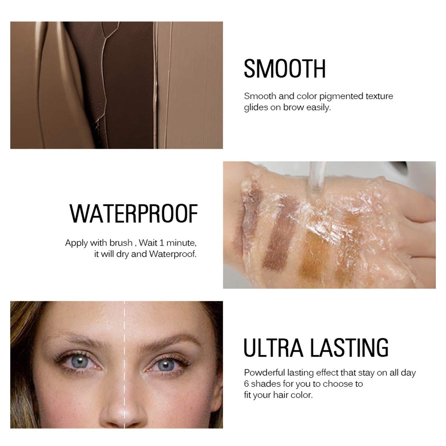 2 Colors Long Lasting Eyebrow Gel Set with Eyebrow Brushes for Waterproof Eyebrow Makeup, Eyebrow Tint Corrector Kit, Intense Brow Color Wax Cream, 2 * 6ml/0.20Fl Oz