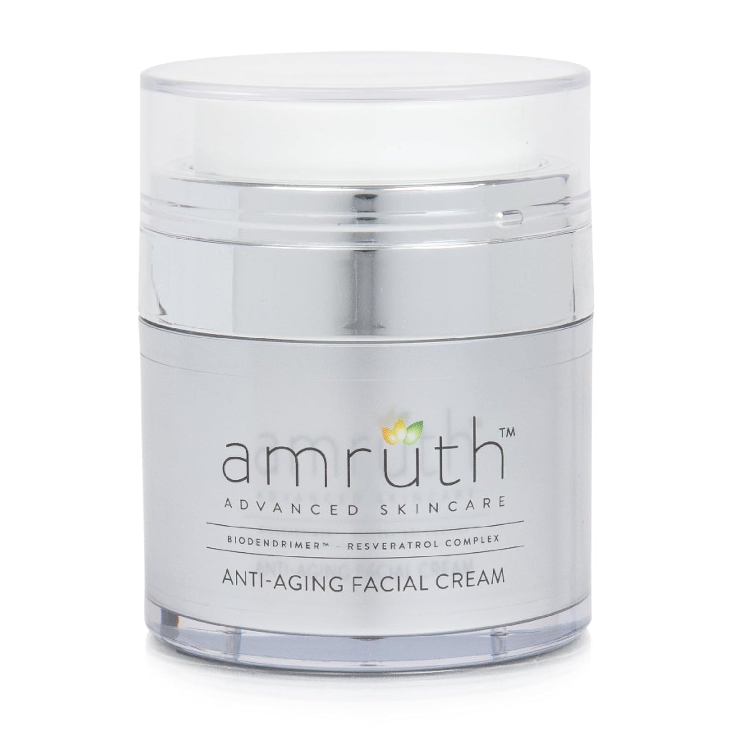 Amruth Resveratrol Daily Anti-Aging Facial Cream, 1oz Jar with Pump, Lightweight, Firms and Nourishes Skin, Smooths Appearance of Fine Lines and Wrinkles
