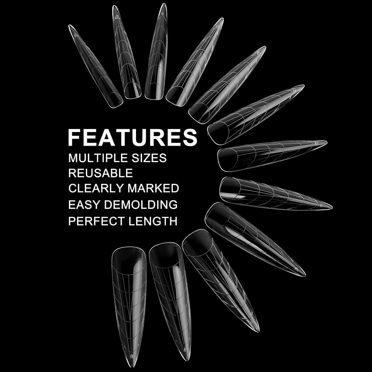 120Pcs Dual Nail Forms,Long Almond Extension Poly nail gel Nail Forms Full Cover Reusable Nail Molds 12 Sizes for Solid Nail Gel Glue Nail Art Design Salon&DIY(Extra Long Almond)