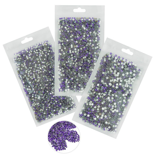 16000PCS Dark Purple Crystal Resin Rhinestones for Crafting 3mm 4mm 5mm Flatback Stones Non-Hotfix Diamonds Crystals Gems Charms for Nails Face Eyes Makeup Tumblers Bottles DIY Crafts Clothes