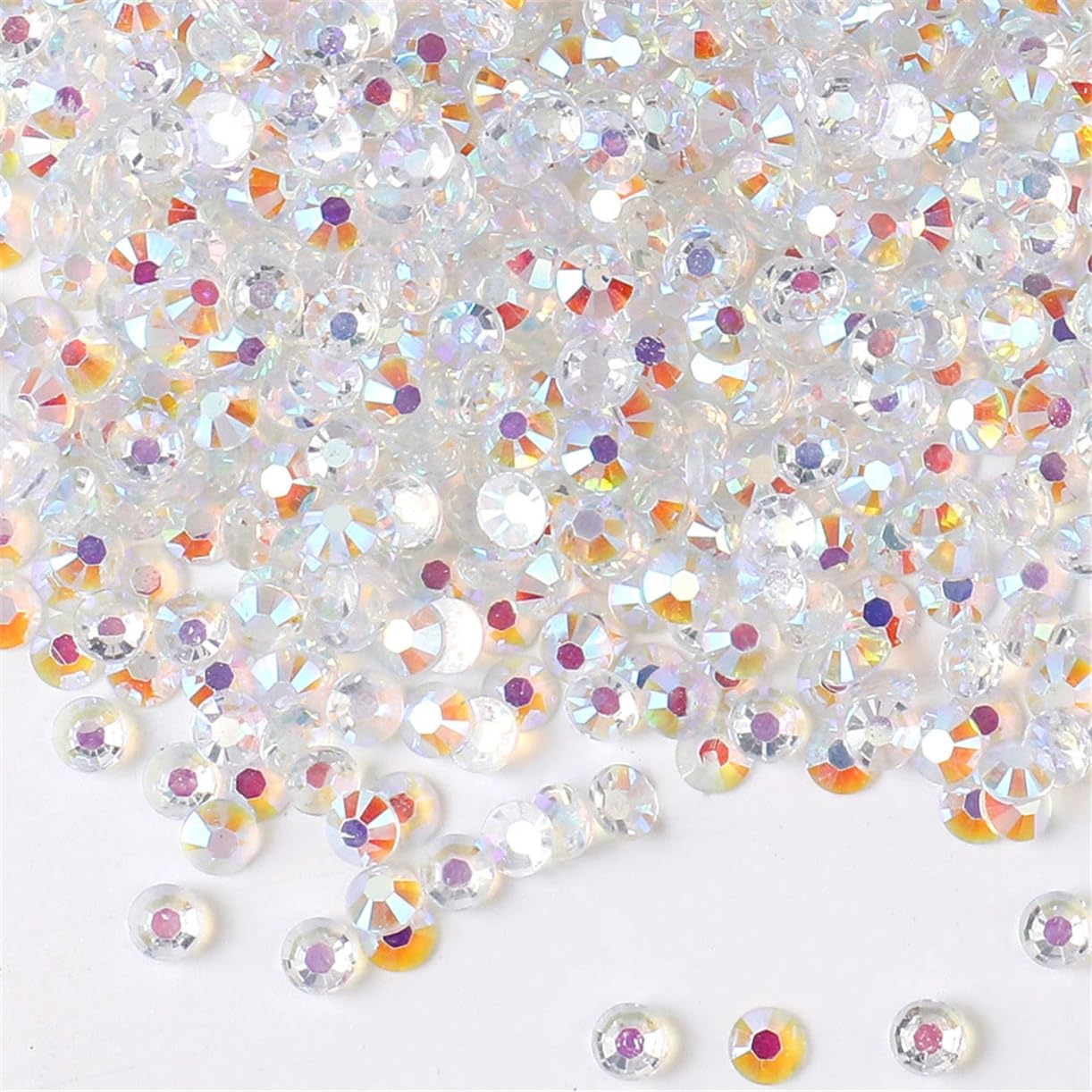 3000 Pieces SS6 2mm Flatback Rhinestones AB Clear Round Gems Crystals for Nail Art DIY Crafts Clothes Shoes Bags （Transparent AB）