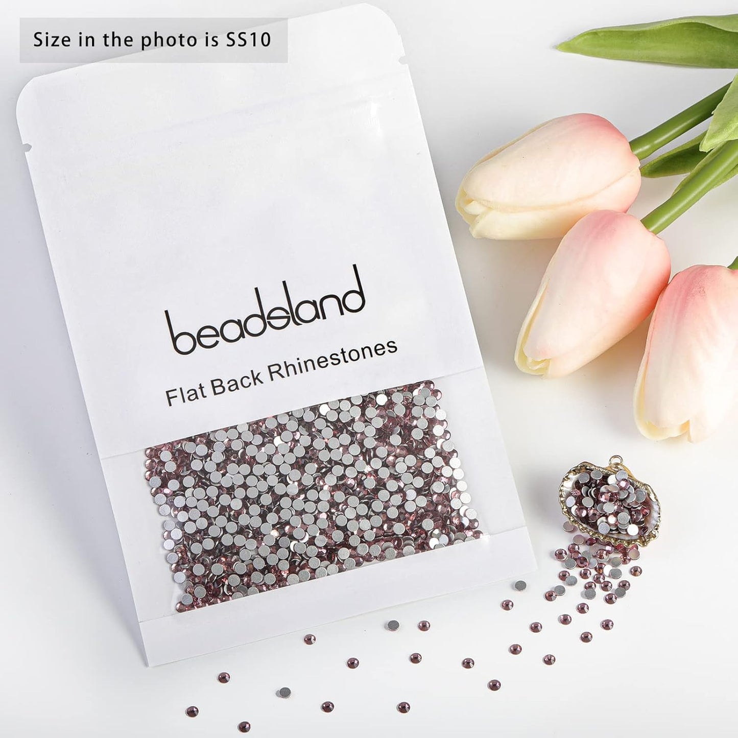 beadsland Flat Back Crystal Rhinestones Round Gems for Nail Art and Craft Glue Fix,Light Purple (2.7-2.8mm) SS10/1440pcs