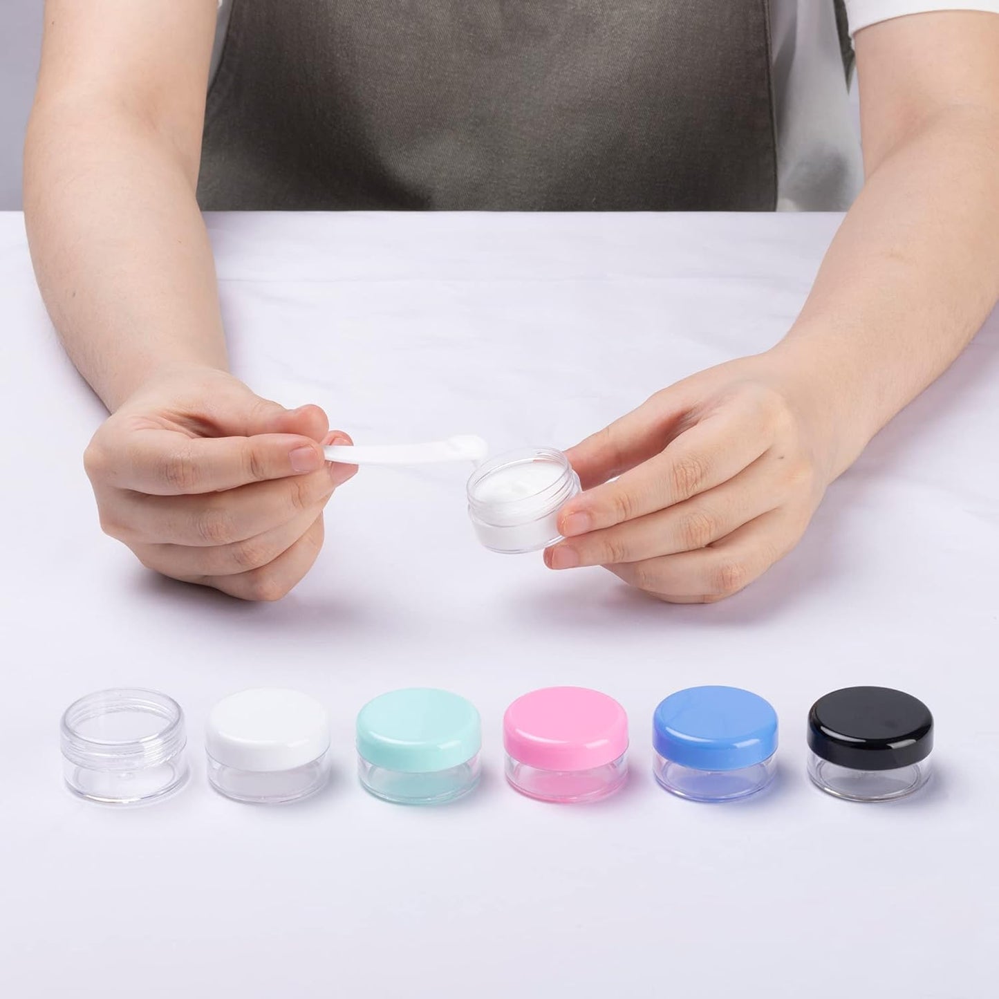 40Pcs 10 Gram Plastic Cosmetic Containers with Lids for Lotion, Creams, Toners, Lip Balms, Makeup Samples Jars BPA free (10g-40pcs, green)