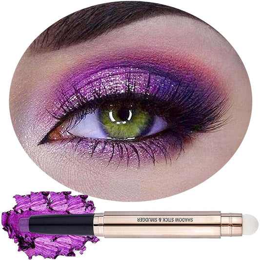 Purple Eyeshadow Stick for Eye Makeup, Cream Smooth Shimmer Glitter Eyeshadow Pencil, Hypoallergenic Waterproof Long Lasting Eye Shadow Highlighter Stick (Purple shimmer 08#)