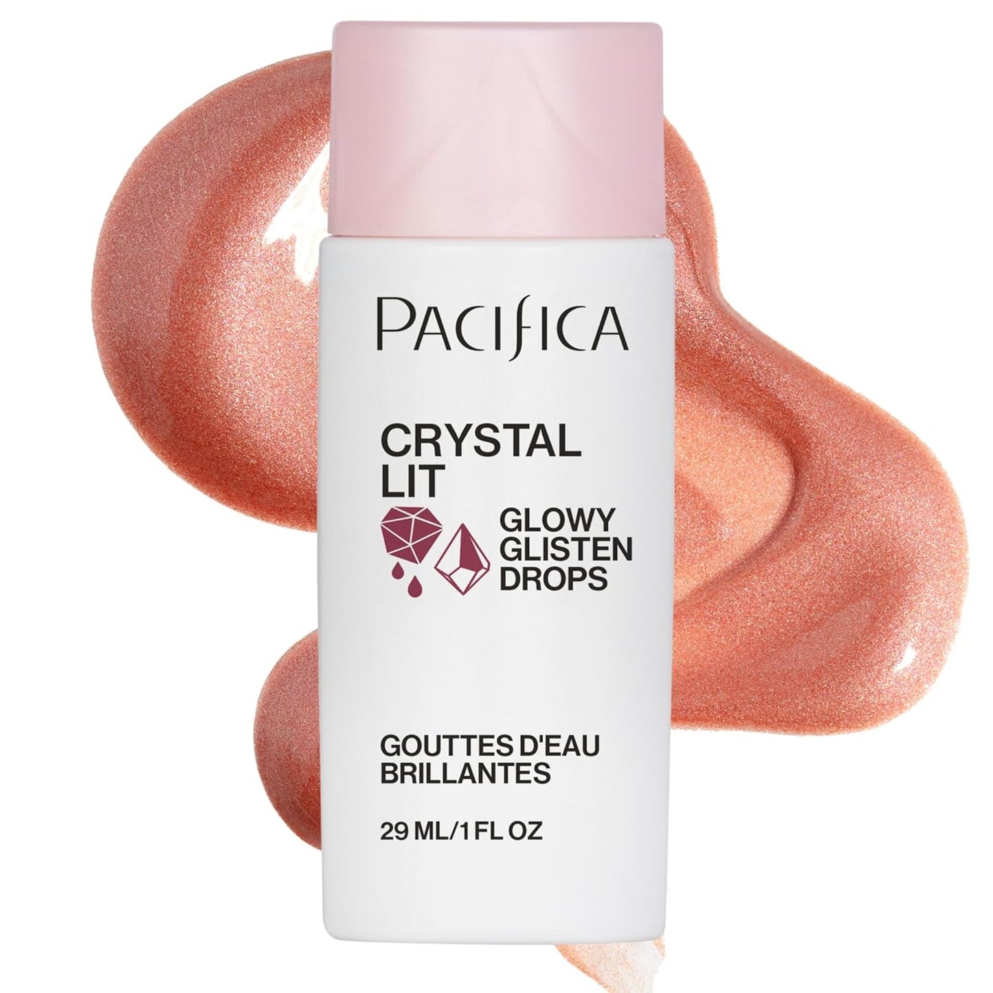 Pacifica Crystal Lit Glowy Glisten Drops – Face Makeup - Shimmery Multi-Use Liquid Blush/Highlighter for Radiant, Dewy Cheeks Luminous Glow Clean Beauty Vegan & Cruelty-Free Dermatologist Tested