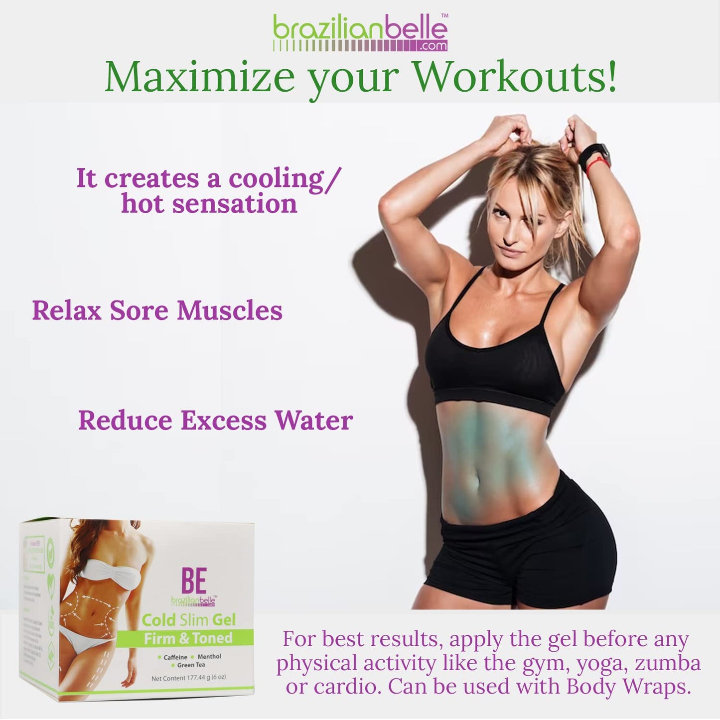 Brazilian Belle Cold Firmings Gel - Tightening & Anti Cellulite Cream with Caffeine - Advanced Firming & Body Firmings Gel for Loose & Sagging Skin - Suitable for All Skin Types