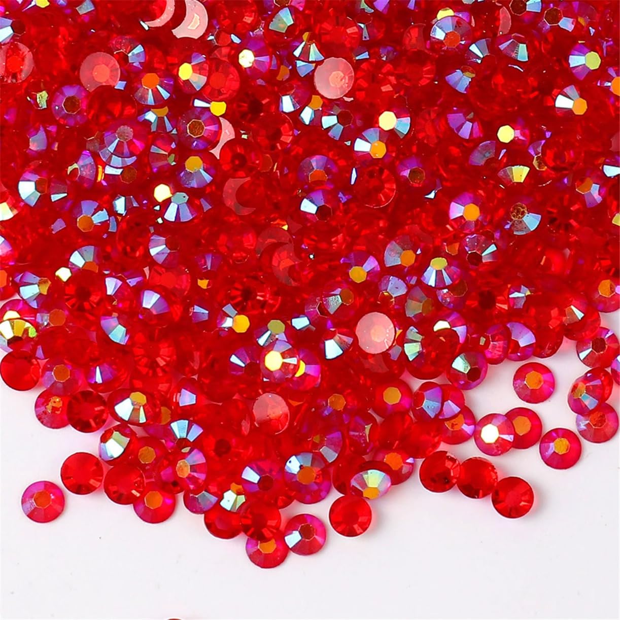 500 Pieces SS30 6mm Flatback Rhinestones AB Clear Round Gems Crystals for Nail Art DIY Crafts Clothes Shoes Bags （Transparent Red AB）