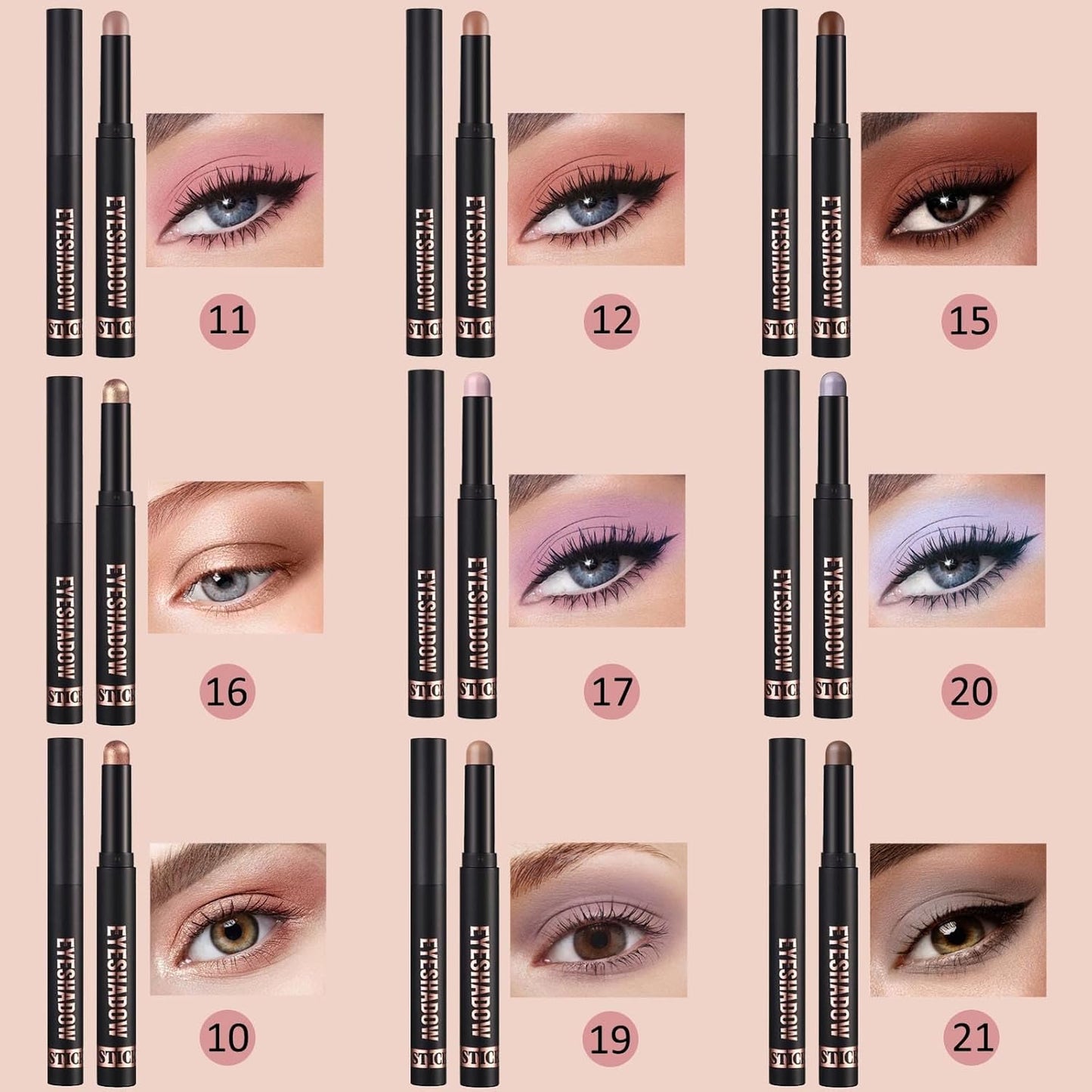 Cream Eyeshadow Stick Blendable Shimmer Eyeshadow Long Lasting High Pigment Eye Shadow Sticks,Waterproof Hypoallergenic eyeshadow Pencil (10#)