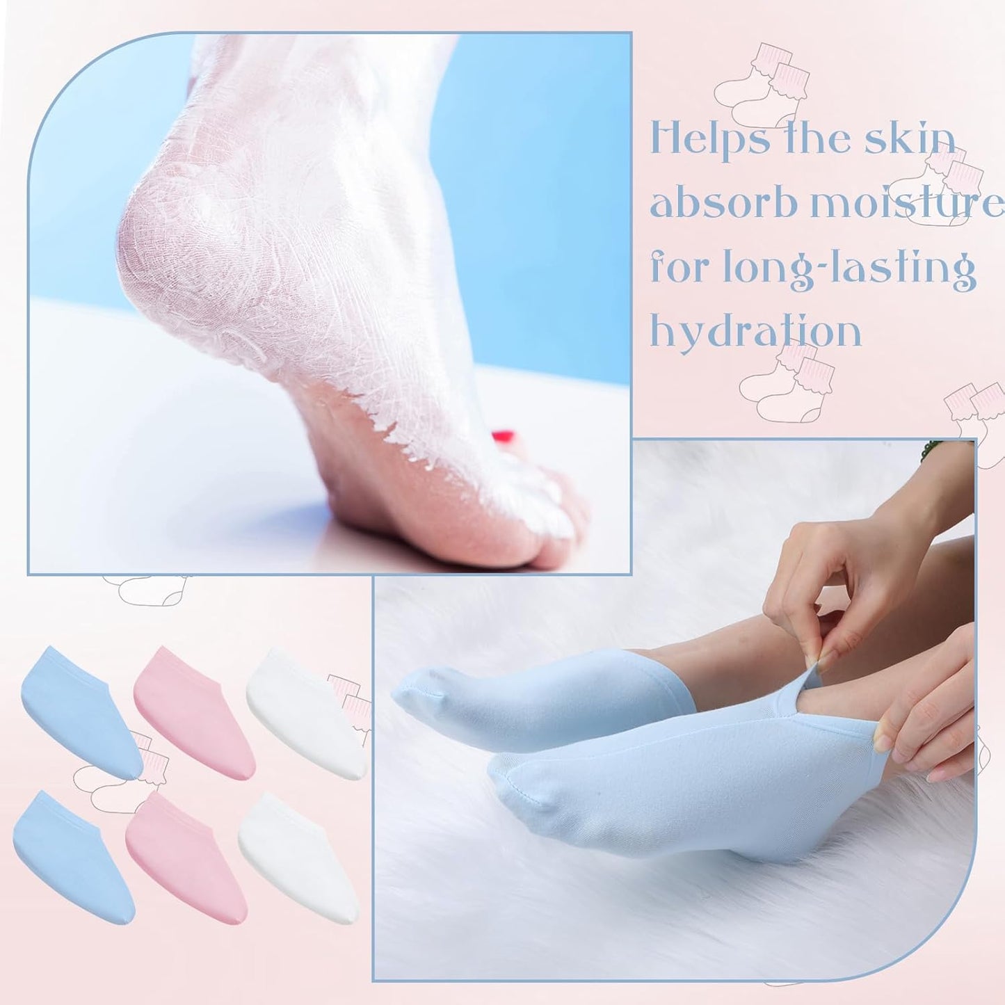 12 Pairs Moisturizing Socks Overnight for Dry Feet Cotton Spa Lotion Cotton Moisture Enhancing Cosmetic Moisturizing Socks for Women Men Foot Care Dry Cracked Feet (Bright,Mix Color)