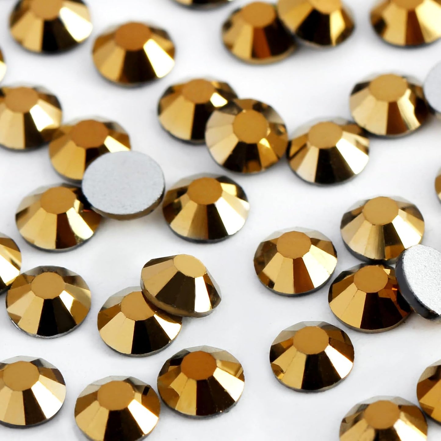 3000 PCS SS8 Flatback Rhinestones,12-Facet Diamond-Cut Glass Gems for Nail Art,Clothing,DIY Crafts,Glue-On Decoration Stones with Silver Backing,Aurum