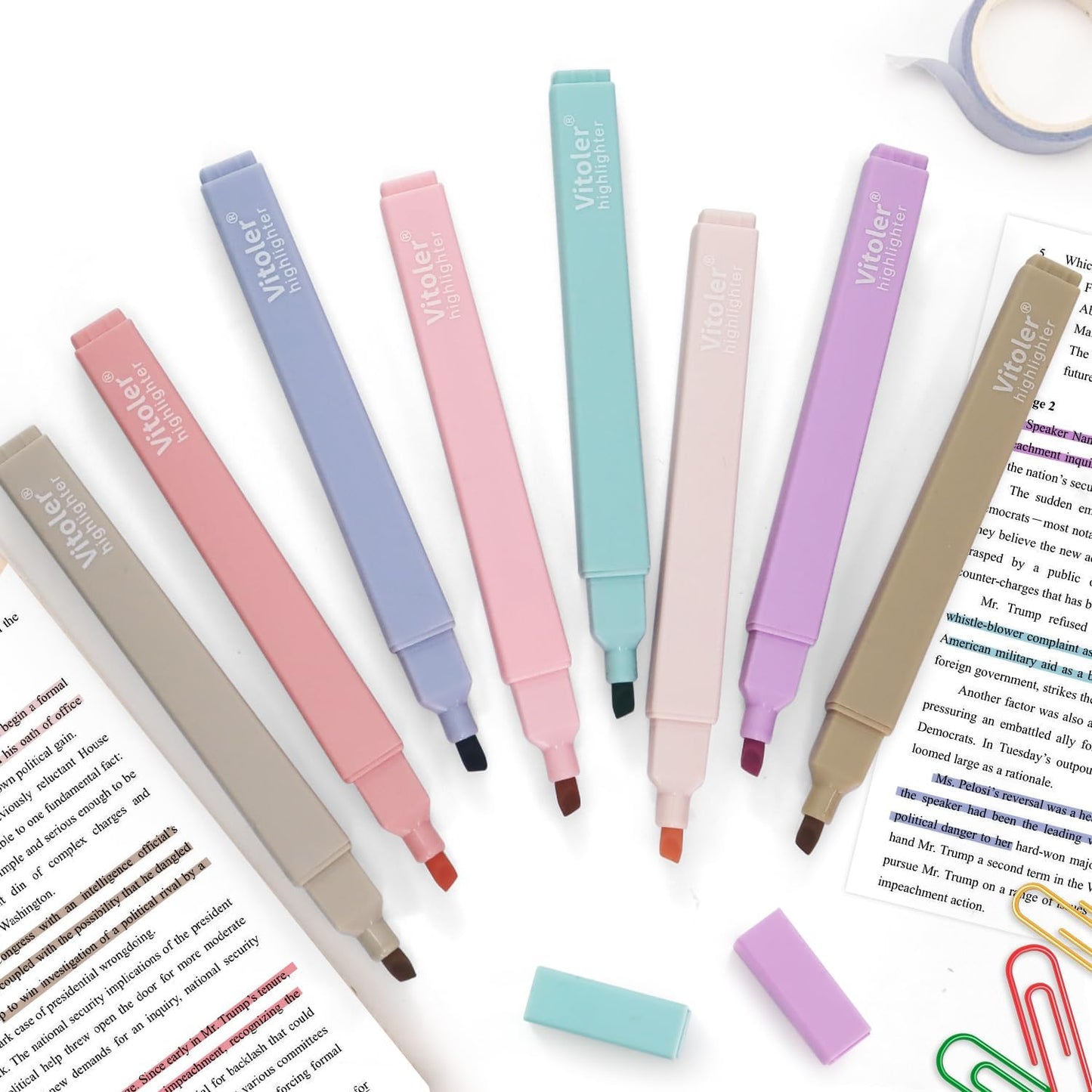 Bible Highlighters,8 Colors pastel highlighters, Cute Pens with Chisel Tip for Journaling Office School Bible Study Supplies