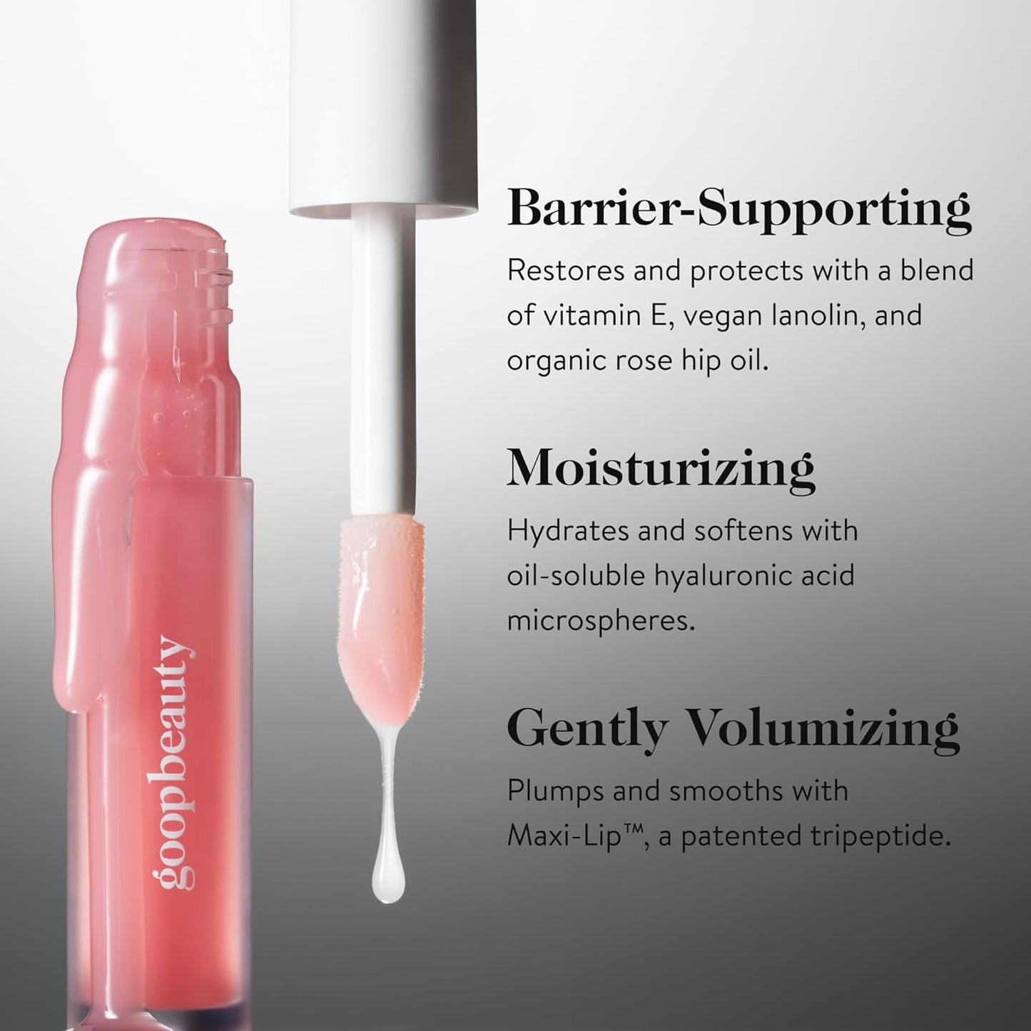 goop Beauty Hydra-Barrier Gel Gloss | Hydrating Lip Gloss to Moisturize & Plump Lips | Hyaluronic Acid & Vitamin E | Tulip - Sheer Hot Pink | 0.13 oz