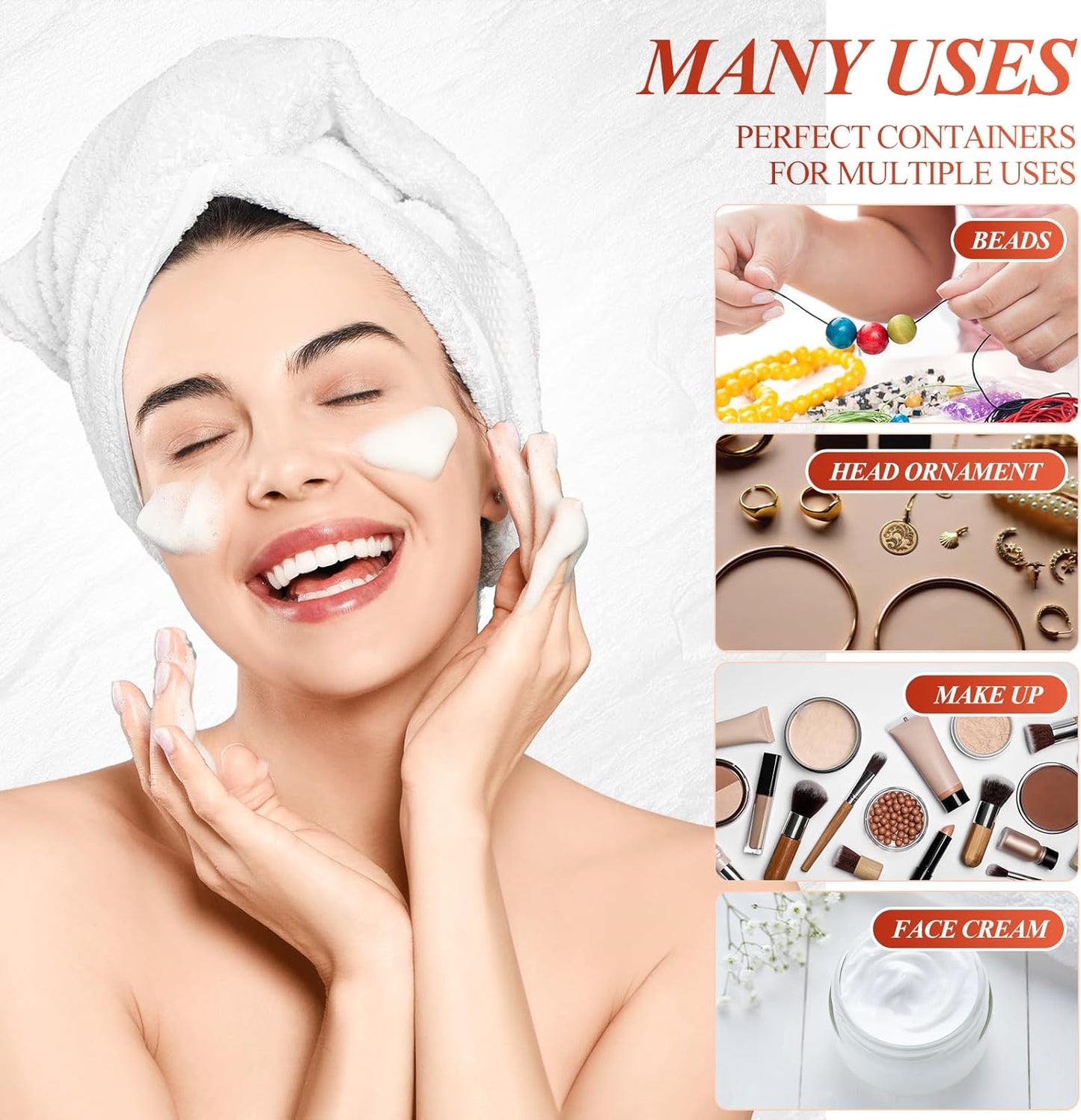 SATINIOR 24 Pieces Empty Clear Plastic Jars with Lids Round Storage Containers Wide Mouth for Beauty Product Cosmetic Cream Lotion Liquid Butter Craft and Food(Amber Lid,2 oz)