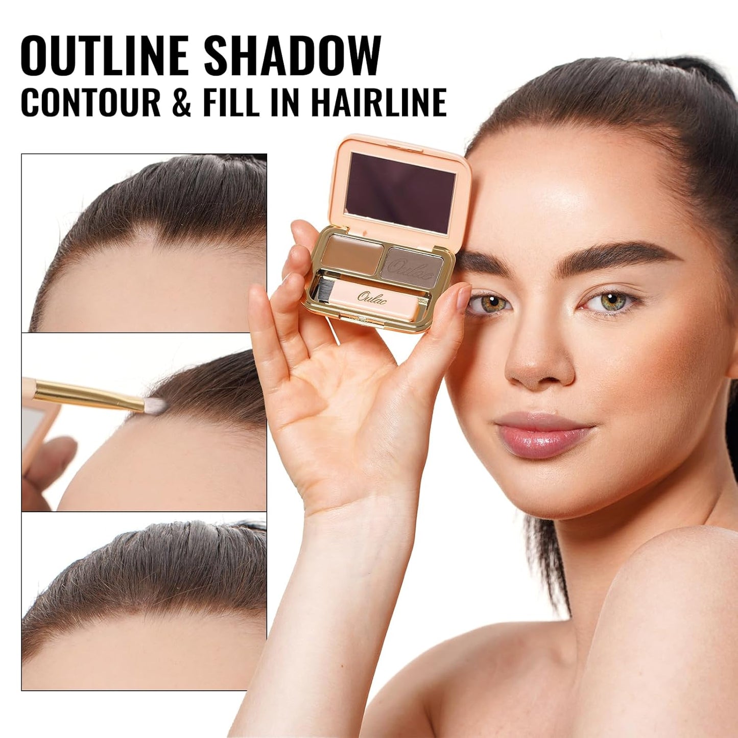 Oulac Waterproof Light Eyebrow Powder Kit with Brow Brush 2 in1 Long Lasting Instant Eyebrow Pomade & Powder Natural Makeup for Sparse Brows 3.2 g/0.11 oz (Golden Blonde）