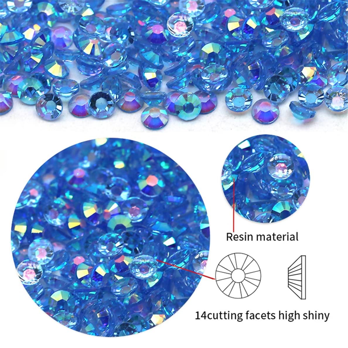 1440 Pcs SS20 5mm AB Flatback Rhinestones for Nails Art Crafts Transparent Glitter Round Gems Crystals DIY Clothes Shoes(Clear Light Green AB)