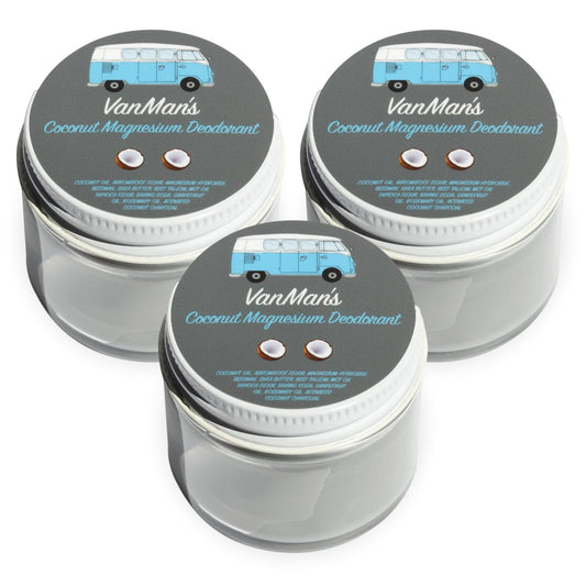 Vanman’s - Handmade Coconut and Magnesium Deodorant (3 Pack) - Odor Control for Underarms - Routine Deodorant For Women and Men - Personal Care Products - 2 Fl Oz