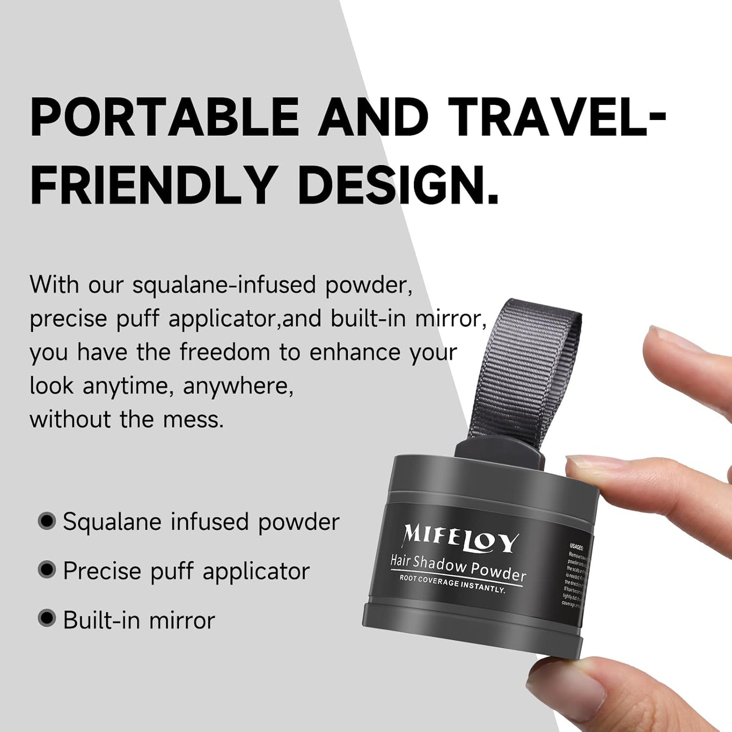 2 Pack Root Cover Up and Touch Up Powder - Conceals Grays, Thinning Hair, Hairline, Beard Line, Eyebrow, Instantly - Dark Grey