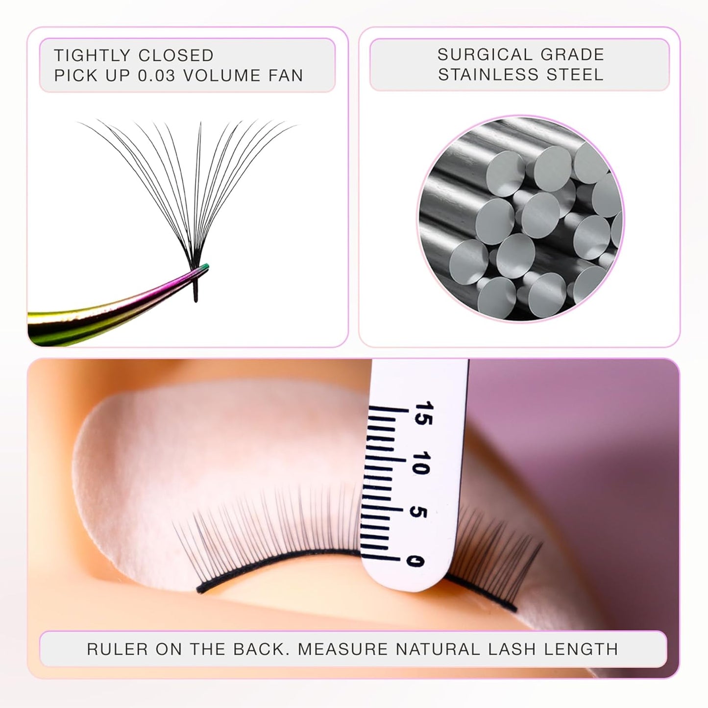 Curacoro Lash Tweezer - Professional & Precision Fiber Tip Grip Lash Tweezers for Eyelash Extensions, Multi Shapes & Purposes Tweezers for Volume, Isolation & Classic Lashes (Silver, Fan-lash-tic)