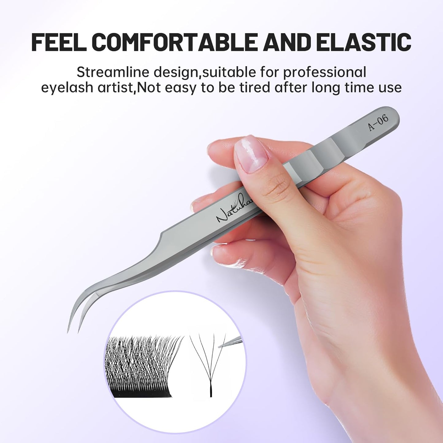 High Precision Lash Tweezers for Individual and Volume Eyelash Extensions Premium Stainless Steel Curved Fiber Tip Professional Isolation Tweezer