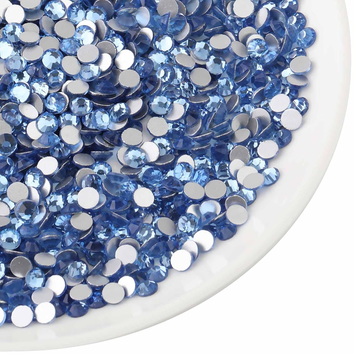 Beadsland 2880pcs Flat Back Crystal Rhinestones Round Gems for Nail Art and Craft Glue Fix,Light Blue,SS4,1.5-1.7mm