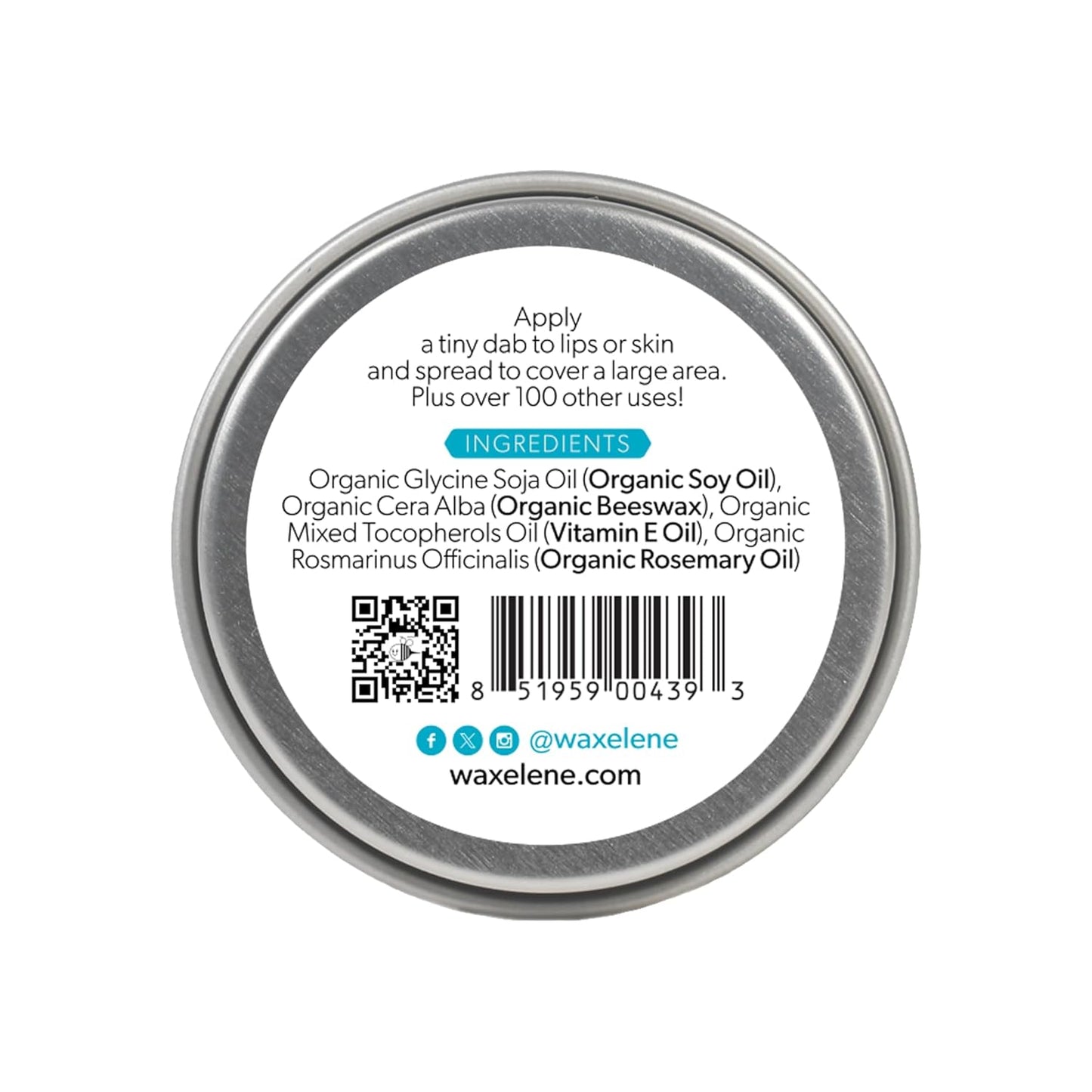 Waxelene Original Aerated Lip Balm Tin 4pc, Best Lip Balm Ever Organic Multipurpose Ointment Baby Eczema Dry Sensitive Skin Body Hand Face Moisturizer