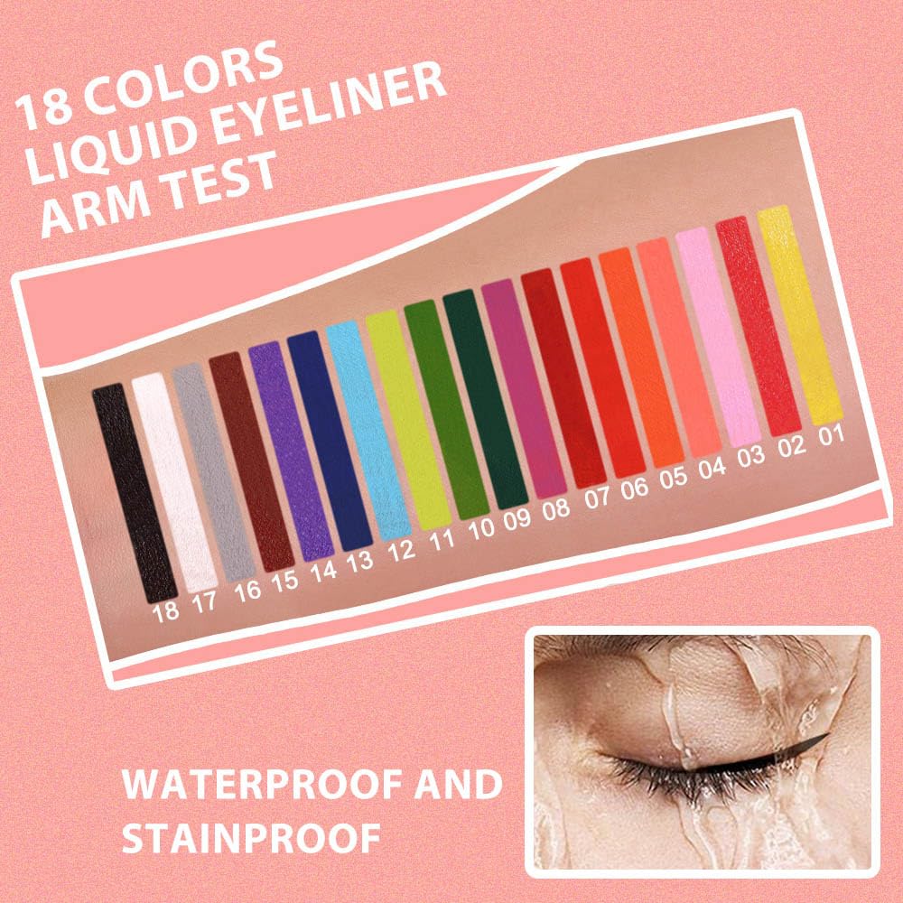 evpct 1Pcs White Liquid Eyeliner Makeup Waterproof White Eye Liners for Women, Eyes Wing Eyeliner Stamps Shapes Colored Eyeliner delineador de ojos a prueba de agua contra el agua blanco para ojos