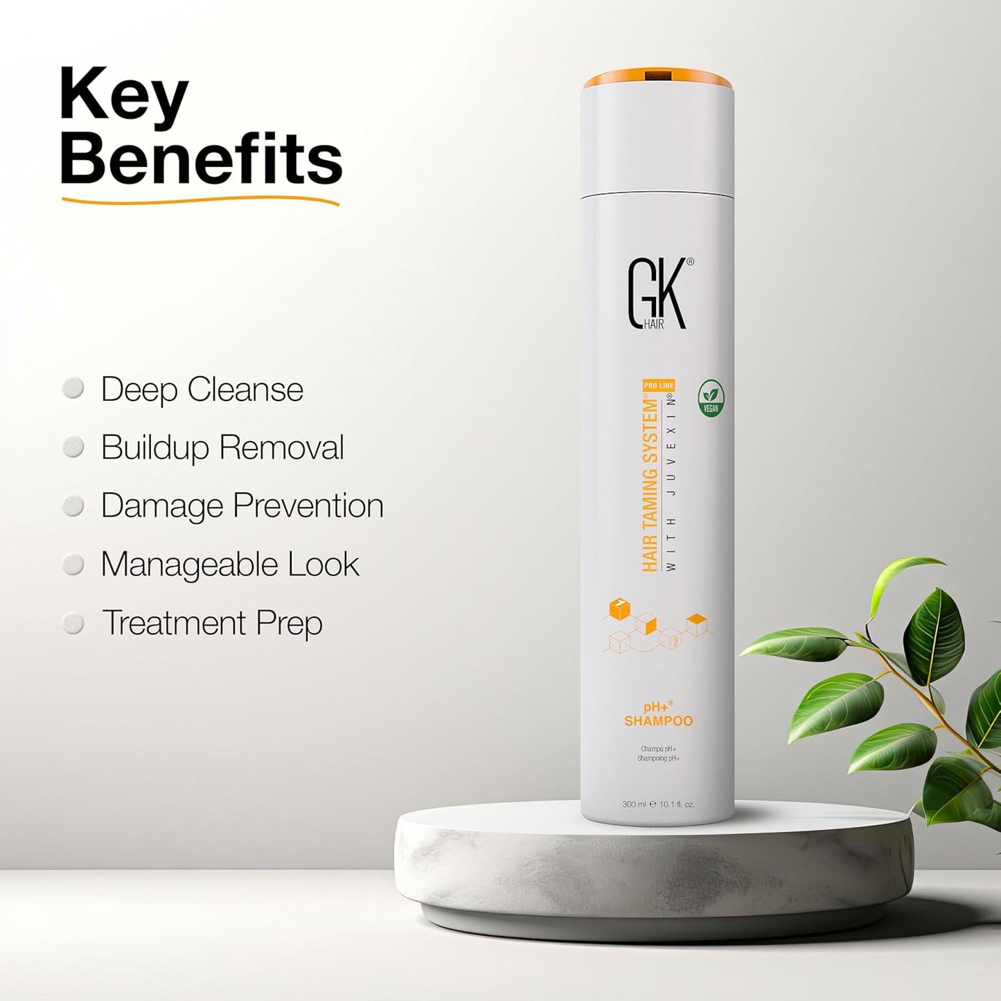 GK HAIR pH+ Pre-Treatment Clarifying Shampoo For Preps Hair Deep Cleansing Removes Impurities -With Aloe Vera Vitamins & Natural Oils All Hair Types Men and Women (Ph Shampoo 10.1 Fl Oz)