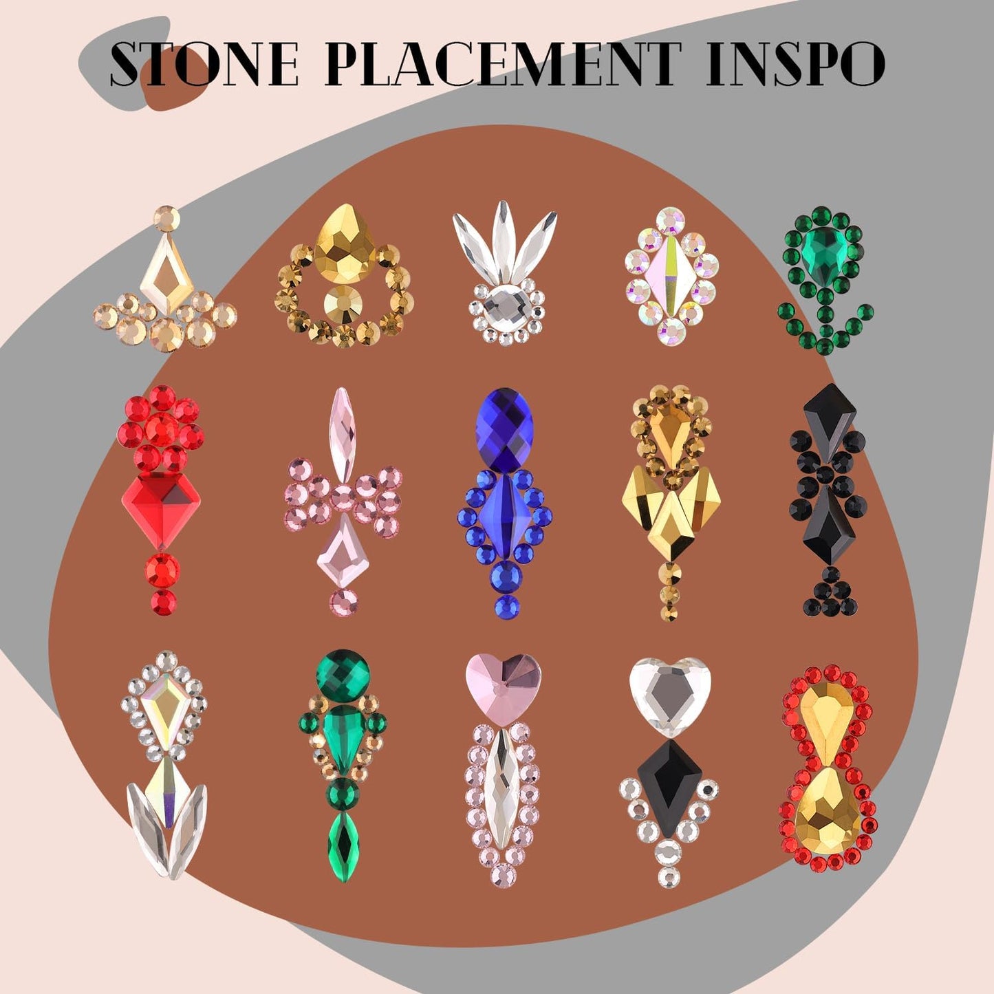 2680Pcs Red Glass Nail Rhinestones 120Pcs Multi Shapes Flatback Nail Gems + 2560Pcs 1.5-4mm Round Crystal with Rhinestones Glue Gel, Manicure Nail Charms Diamond Gemstones for Nail Art