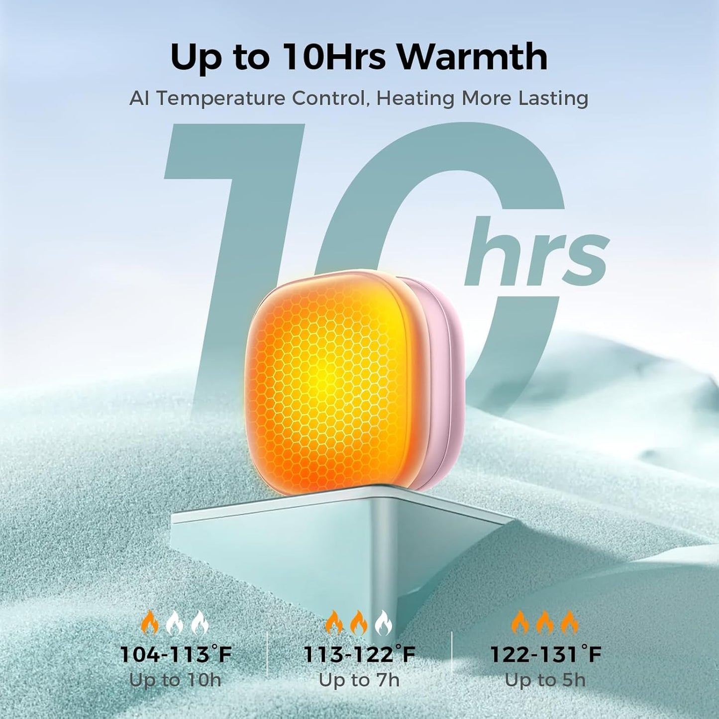 Pocket Size Hand Warmers Rechargeable 2 Pack, Heat for 10 Hours AI Smart Chips Ultrathin Electric Handwarmers with 4000mAh, Portable Electric Hand Warmer, Hunting Camping Hiking Men Womens Gifts