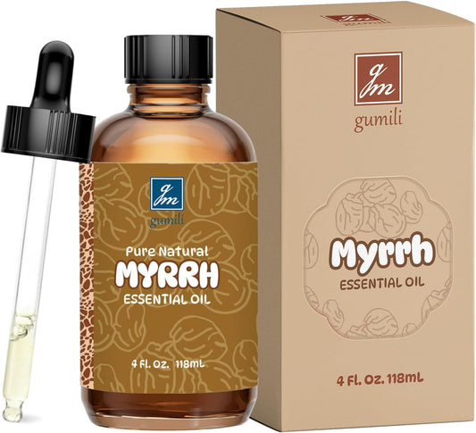 Myrrh Essential Oil 4 Oz, 100% Pure Natural Myrrh Oil for Diffuser, Skin, Hair, Body & Face, Massage, DIY & Home Use