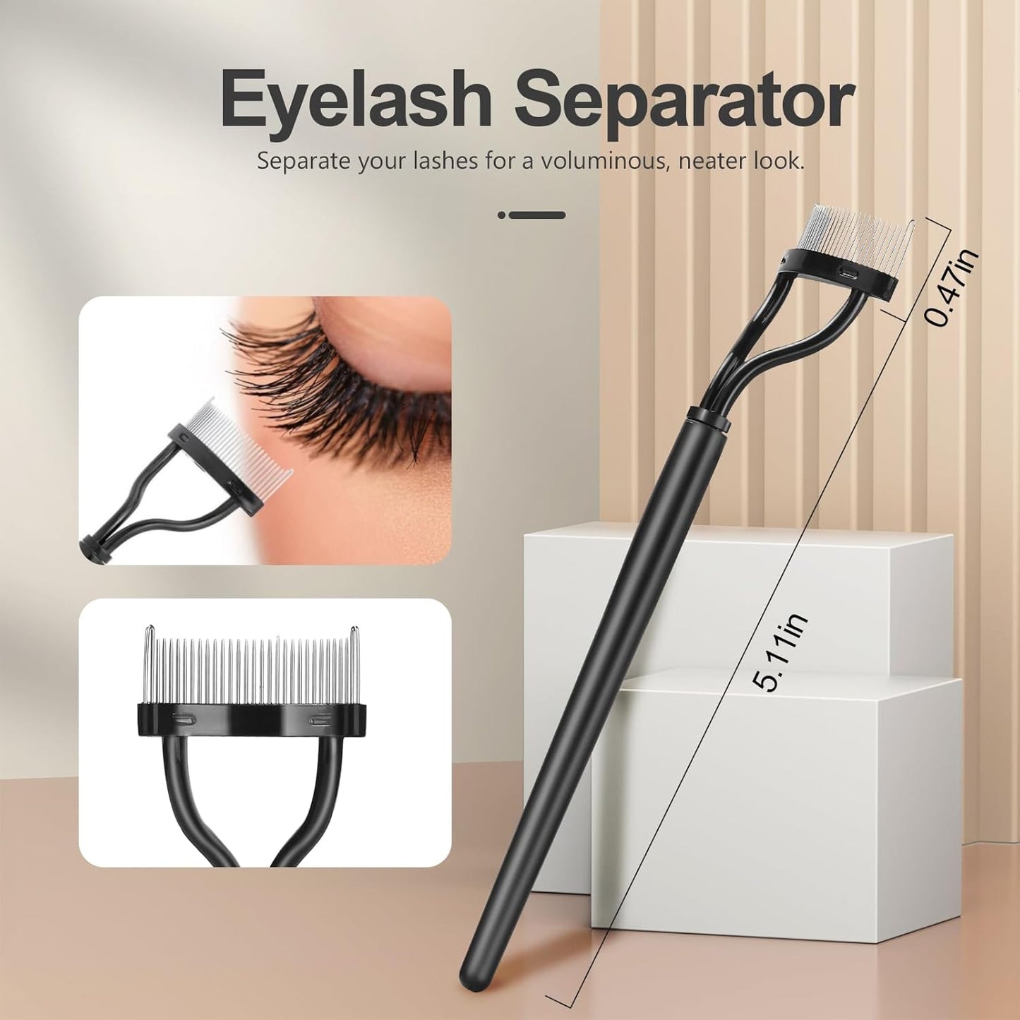 Eyelash Comb Lash Separator Tool Brow Brush & Lash Spoolie Professional Eye Makeup Tools (4 Pieces Set)