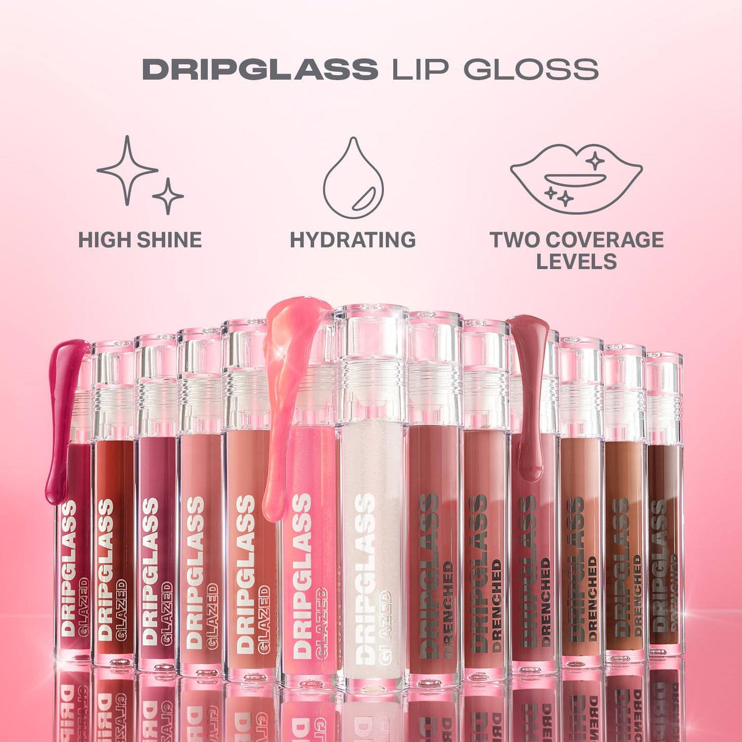 Morphe Dripglass High Shine Lip Gloss - Glazed, Semi-Sheer & Nourishing Lip Makeup - Buildable Formula Infused with Plant-Derived Squalane & Vitamin E - Glint Of Pink (0.13 oz)