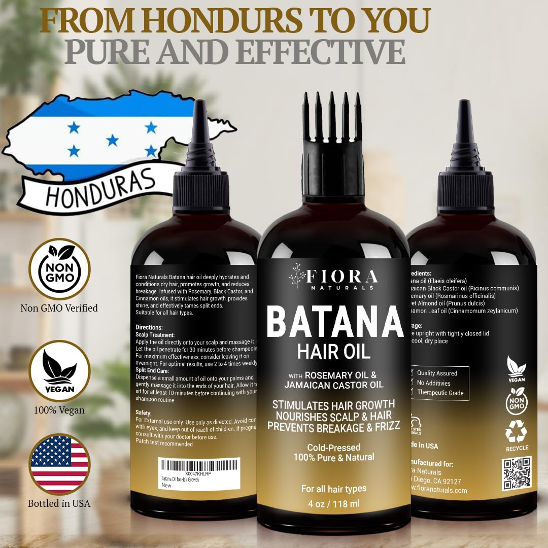 Batana Rosemary Oil For Hair Growth - Dr Sebi Organic Hair Growth Oil For Thickening, Deep Conditioning & Scalp Stimulation, Honduras Pure Dr Truth Blend for Men & Women, 4 oz