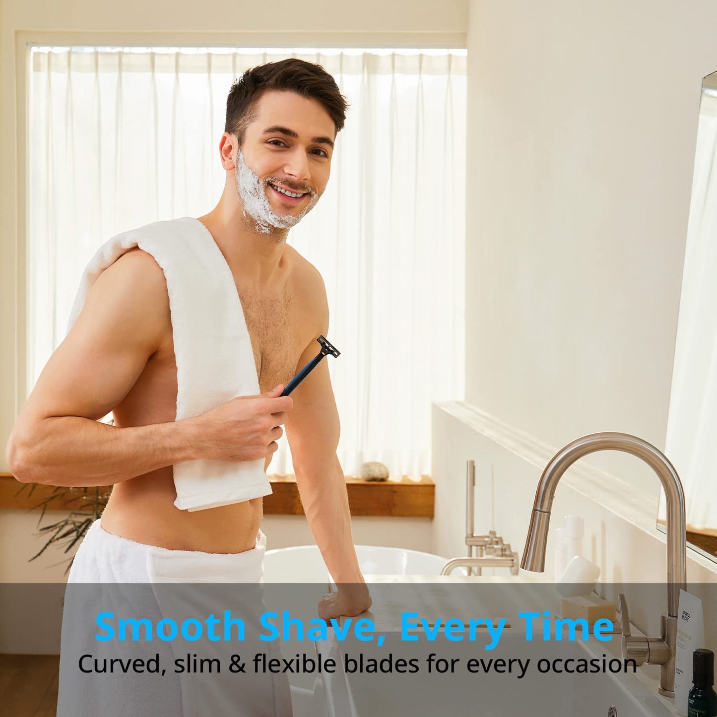 Dorco Pace 2 Plus Disposable Razors for Men (60ct), 2 Blades Shaving Razor, Pivoting Head, Open-Flow for Easy Rinsing, Lubricating Strip, Long Non-Slip Rubber Handle