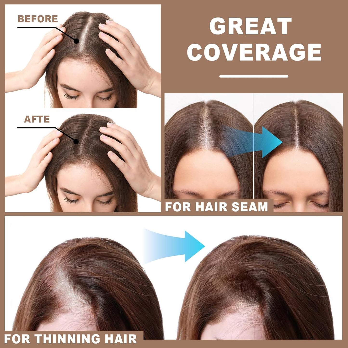 Root Touch Up Powder Instantly Conceals Hair Loss, Gray Root Cover Up Powder, Water & Sweat Resistant Hair Powder for Thinning Hair Men & Women, Includes Brush (Dark Blonde, 4g Bottle with Brush)