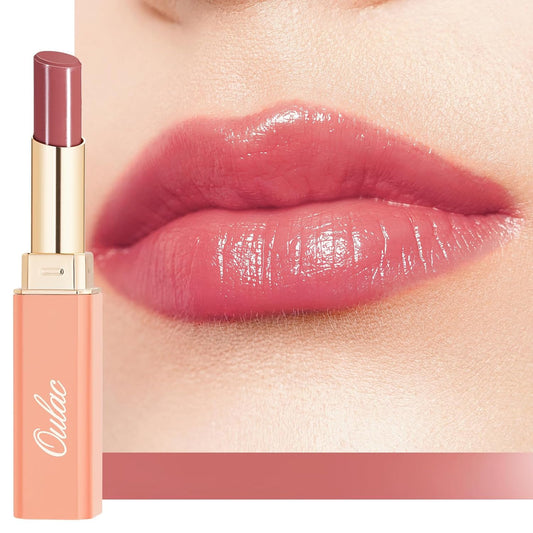 Oulac Shine Red Lipstick for Women, 2 in 1 Glossy Light Red Tinted Lip Balm, Hydrating Lipstick for Dry Lips, Moisture Shine Juicy Finish Vegan 2.2g/0.07oz (17)