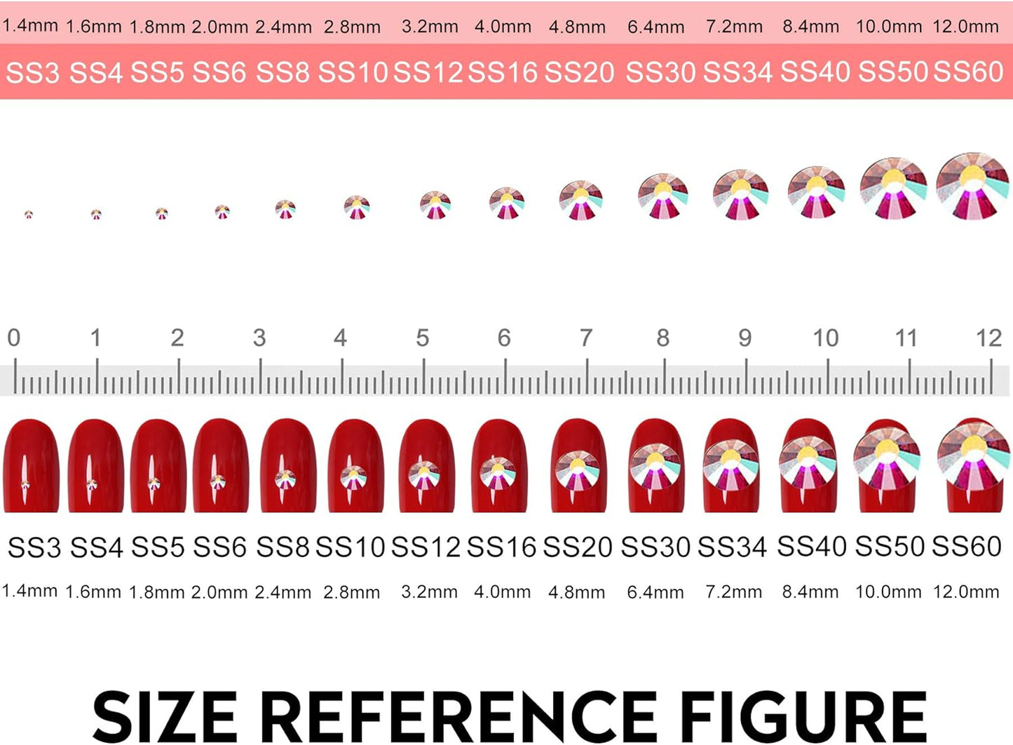 3456pcs Flatback Rhinestones Glass Charms Diamantes Gems Stones for Nail Art 6 Size ss4~ss12 Light Purple AB