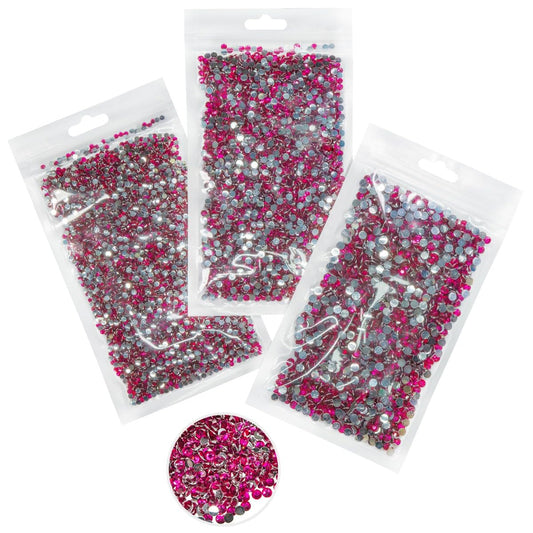 16000PCS Rose Red Crystal Resin Rhinestones for Crafting Hot Pink Flatback Stones 3mm 4mm 5mm Non-Hotfix Dark Rose Pink Diamonds Crystals Gems Charms for Nails Face Eyes Makeup Tumblers Crafts