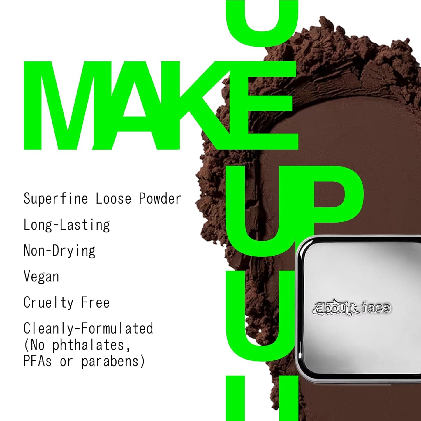 about-face Curtain Call Set & Smooth Loose Powder Ovation – Lightweight, Oil-Absorbing Setting Powder with Rice Starch & Corn-Based Talc Alternative – Vegan, Cruelty-Free – 0.35oz (Very Deep)