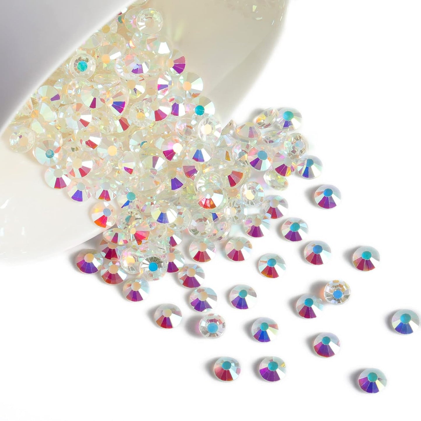Beadsland 1440 Pieces Flat Back Crystal Rhinestones Round Gems, Transparent AB,SS8,2.3-2.5mm