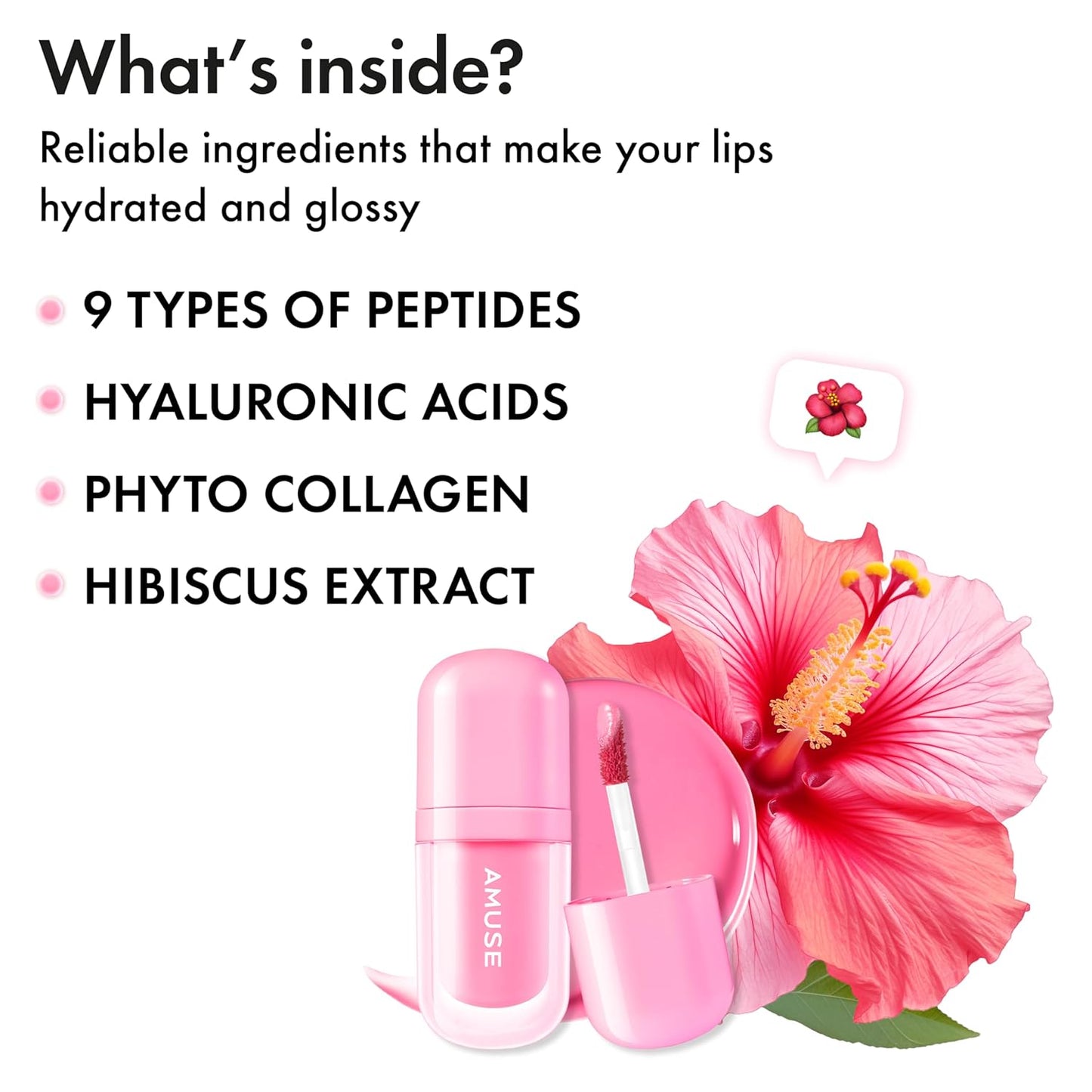 Amuse SEOUL BEBE TINT - 03 COOL HIBISCUS | 24-hour Long-lasting Lip Stain, Plumping, Hydrating, Moisturizing, No Peel Off, Lip Care, Treatment, Non Sticky, Korean Lip Tint for Dry Lips