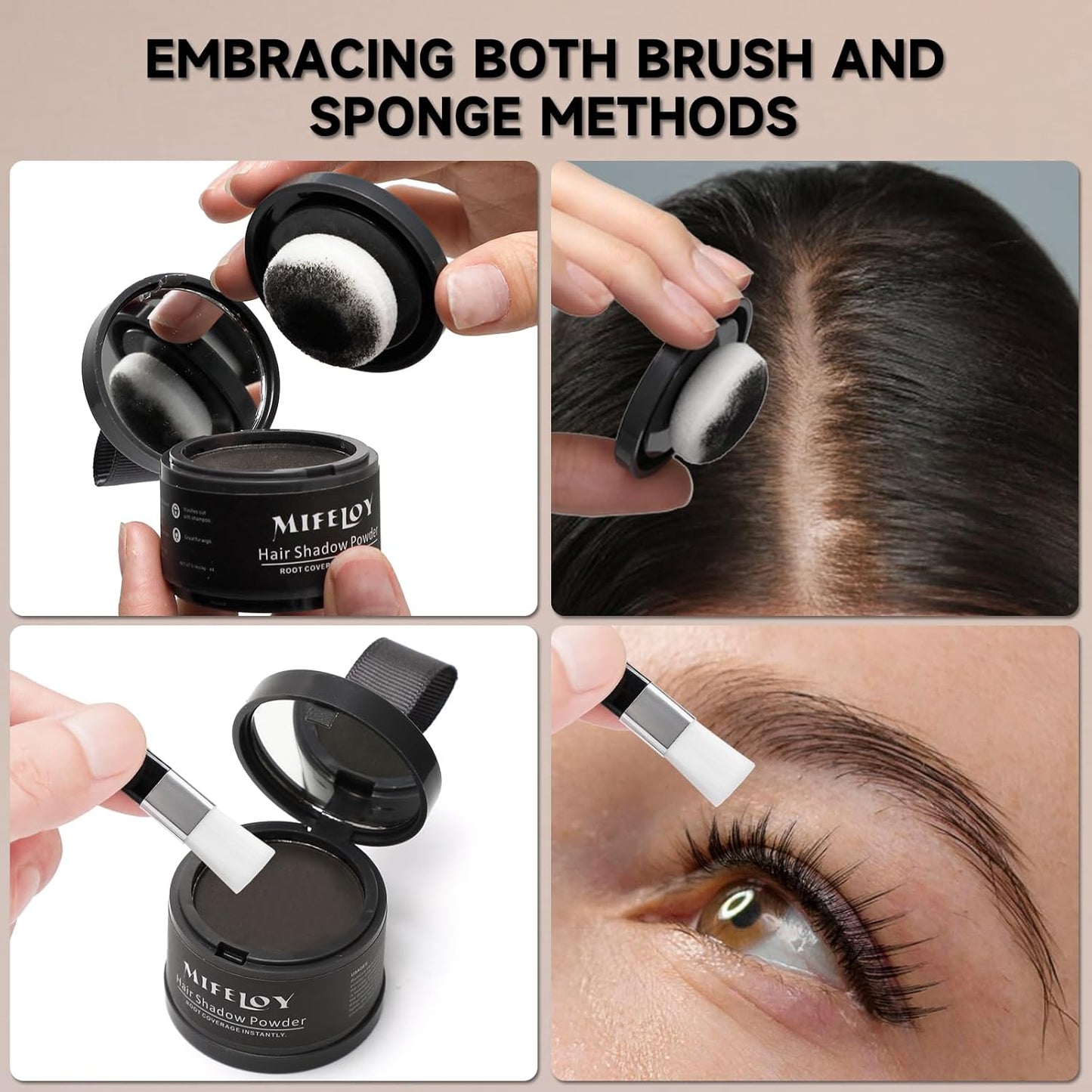 2 Pack Root Touch Up Shadow Powder, Gray Hair Cover Up, Women Color Root Coverage Powder for Thinning Grey Hairline, Men Instantly Concealer Hair Loss Beard Line Eyebrow, White