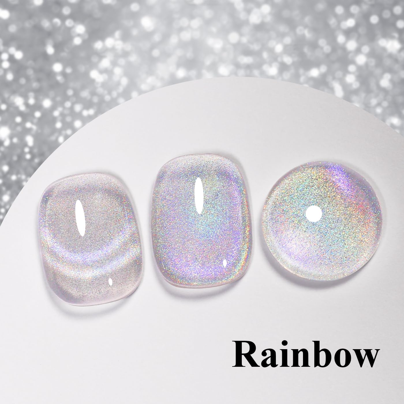 Imtiti Cat Eye Gel Nail Polish, Rainbow Holographic Magnetic Nail Gel Polish With Magnet Glittery Iridescent Galaxy Spring Summer Kit Soak Off UV Led 10ML