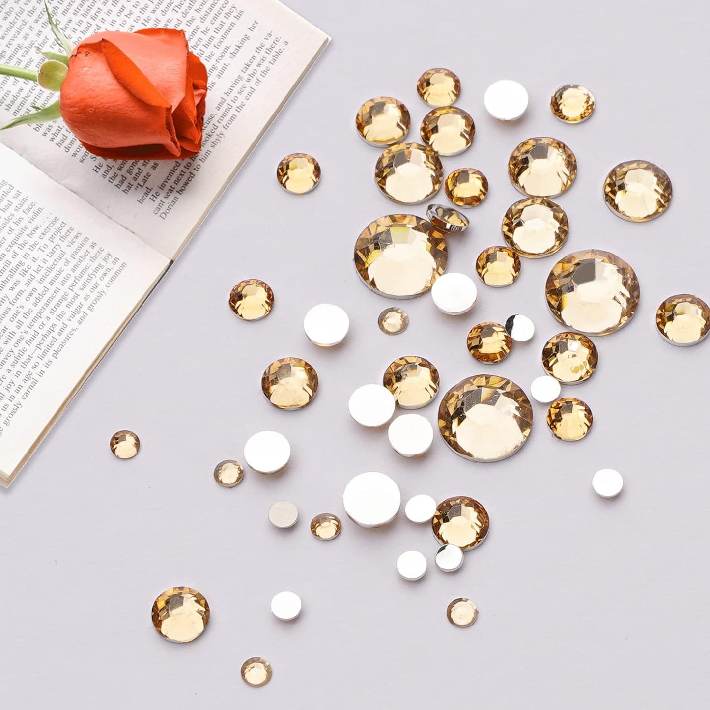 Canvalite 2900Pcs Champagne Rhinestones for Nails, 18 Styles Multi Shape Nail Charms and Gems Shiny Glass Crystal Flatback Nail Rhinestones Set for Nail Art with Rhinestone Picker and Tweezers